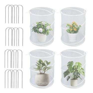 Imagem de Barraca de proteção de plantas, compartimento de malha para plantas, barraca dobrável com 16 estacas, barreira de animais à prova de moscas para jardim, vegetais, flores, cultivo de frutas