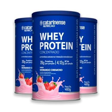 Imagem de Kit 3 Whey Protein Concentrado Catarinense 450g Morango