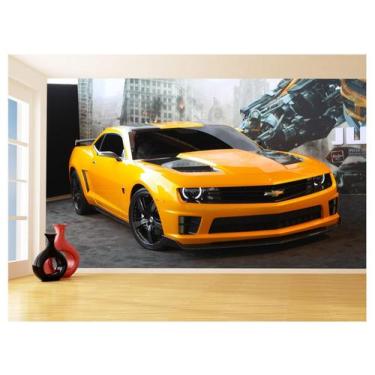 Imagem de Papel De Parede Carro Camaro Chevrolet Amarelo 3,5M Car37 - Você Decor