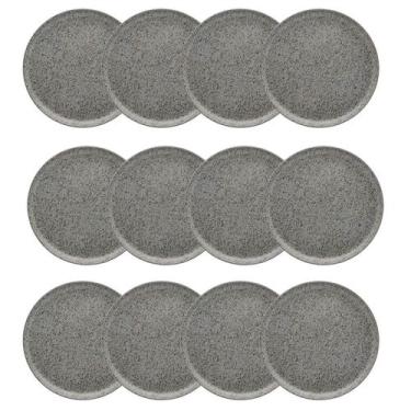 Imagem de Kit Jogo 12 Pratos Sobremesa Oxford 20 cm Flat Gray em Cerâmica Decora