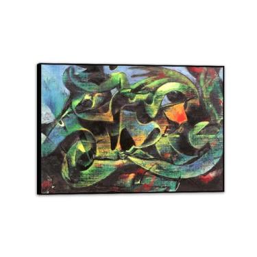 Imagem de Pôster Max Ernst Sem título Colorido Abstrato Verde Reproduções de Pinturas Famosas Surrealismo Arte de Parede Tela Max Ernst Decoração de Parede para Presentes de Sala de Estar 100 x 70 cm Moldura