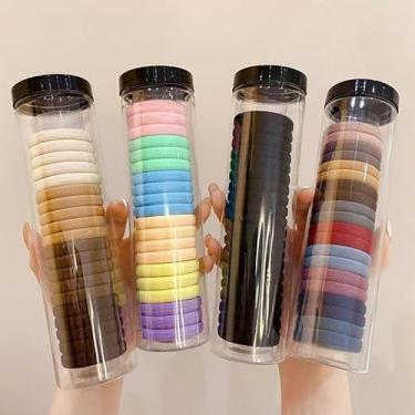 Imagem de Conjunto de 20 laços de cabelo femininos de borracha enlatada elásticos modernos acessórios de cabelo de corda de cabelo multicoloridos para mulheres (preto)