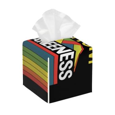 Imagem de Porta-lenços de papel quadrado de couro, impermeável, colorido, palavra, autismo, organizador de papel facial com cinto inferior, estojo de lenços para mesa, banheiro, escritório, mesa, carro