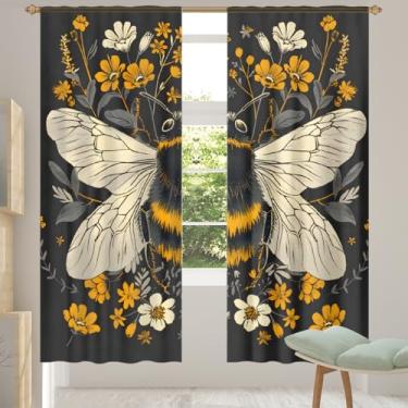 Imagem de 2 conjuntos de painéis de abelhas lindas flores cortinas transparentes arejadas com filtro leve painéis de cortina leve cortina de porta para janela para sala de estar, quarto, jantar, 192 cm de