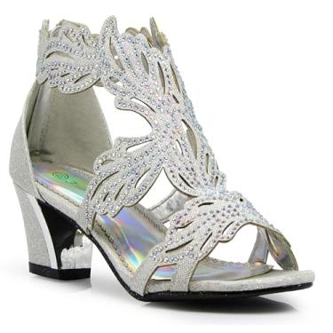 Imagem de Lime03N sandália gladiadora feminina de salto médio com strass e bico aberto, Prata, 37