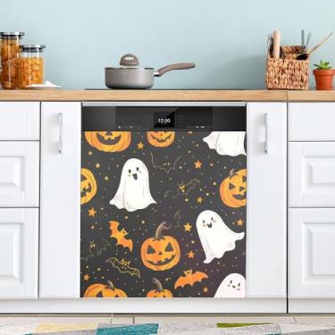 Imagem de ATTX Linda capa de ímã para lava-louças, elemento de Halloween, 58,4 cm C x 66 cm A, decoração da capa da máquina de lavar louça, decalques de armário doméstico e eletrodomésticos adesivos #109