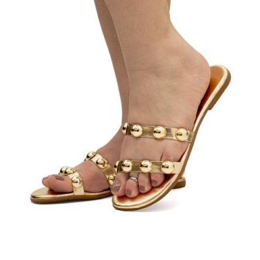 Imagem de Sandalia Rasteirinha Feminina Casual Rasteira Flatform Flat Enfeite Me