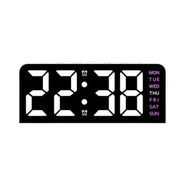 Imagem de Relógio Despertador Digital LED De 7'' Com Brilho Ajustável, Alarme Du