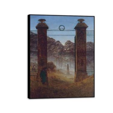 Imagem de A entrada do cemitério por Caspar David Friedrich impressões em tela bem decoração The World Classic Art Reproduções de arte grande giclée arte de parede para sala de estar decoração de casa 90 x 70