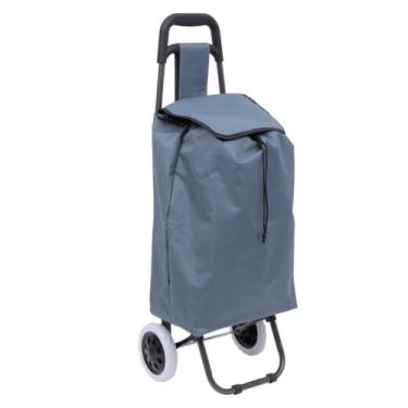 Imagem de Carrinho de Compras 30kg – Reforçado Dobrável com Rodas, Ideal para Mercado e Casa(Cinza Claro)