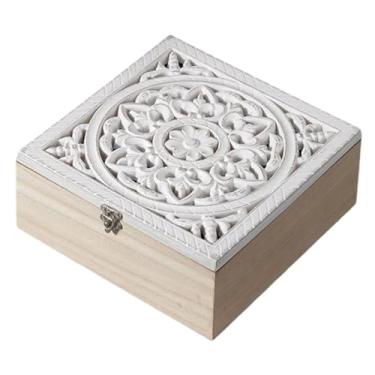 Imagem de Baoblaze Organizador de saquinhos de chá de madeira, caixa de armazenamento de chá multifuncional com 9 compartimentos, porta-saquinhos de para despensa, sala