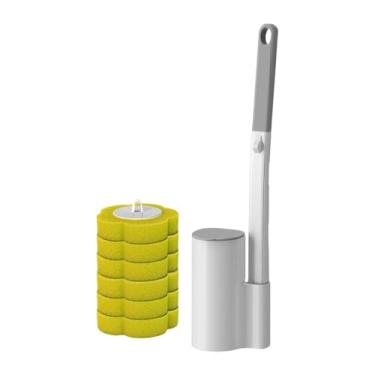 Imagem de Bothyi Escova de vaso sanitário, kit de limpeza com escova e esfregão para banheiro. Acessórios para vaso sanitário, Amarelo