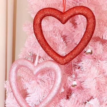 Imagem de CCINEE 2 peças de enfeites de árvore de coração grande para dia dos namorados, corações vermelhos e rosa para grinaldas, porta da frente, parede, casa, decoração de festa