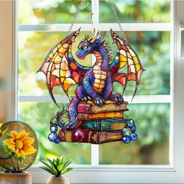 Imagem de Apanhador de sol de acrílico colorido, decoração de janela suspensa de dragão, arte de parede de arco-íris, para sala de estar, quarto, varanda, interior e exterior, jardim, enfeites de Natal