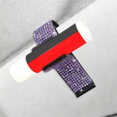 Imagem de I3DIDEA Suporte de chapstick de strass para viseiras de carro, 1 pacote com acessórios de carro brilhantes para mulheres e mulheres, protetor labial organizador de viseira de sol com materiais