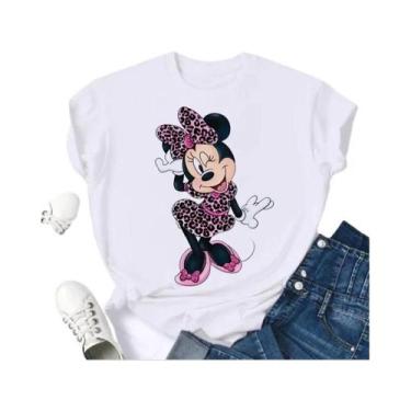 Imagem de Camiseta Feminina Oversized Kawaii Disney Minnie Mickey Mouse Estampad