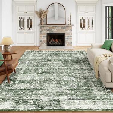 Imagem de ARKIIKI Tapetes laváveis 12 x 18 cm para quarto, tapetes boho neutros para sala de estar, tapete vintage grande de lã sintética macia para berçário, sala de jogos, dormitório, escritório, sala de