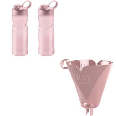 Imagem de Conjunto de 1 Suporte para Filtro de Café 103 Rosa + 2 Garrafa de Hidratação Fitness 500ml Rosa