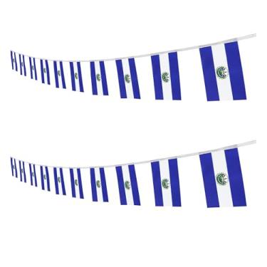 Imagem de Ceclflag Faixa de bandeira de corda salvadorenha, 5,9 m 20 mini bandeiras, 14 x 21 cm, poliéster, reto, azul
