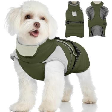 Imagem de MIGOHI Casaco de inverno impermeável para cães – Jaqueta grossa de lã para cães com tiras refletivas, suéter quente de inverno para cães pequenos, lavável na máquina, buldogue francês, M