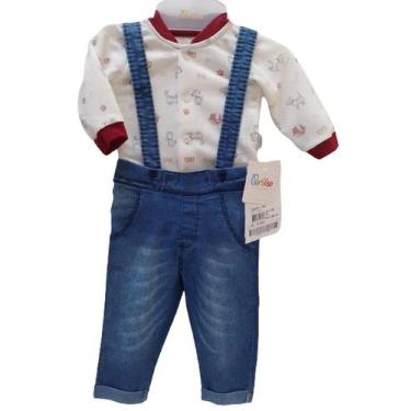 Imagem de Conjunto Bebê Menino Body + Calça Suspensório Paraiso 13866, Bordô, M 