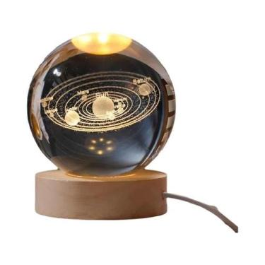 Imagem de Bola De Cristal 3D 6cm Com Gravação a Laser Do Sistema Solar, Luz Notu
