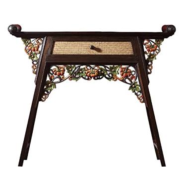 Imagem de Mandir Thai Mesa de oferta de madeira maciça, altar, santuário, hall, mesa, bar, mesa de incenso, móveis domésticos estilo sudeste asiático altar santuário (cor: A, tamanho: G)