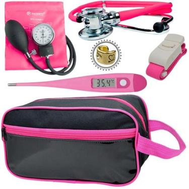 Imagem de Kit Aparelho Pressão Estetoscópio Incoterm, Rosa