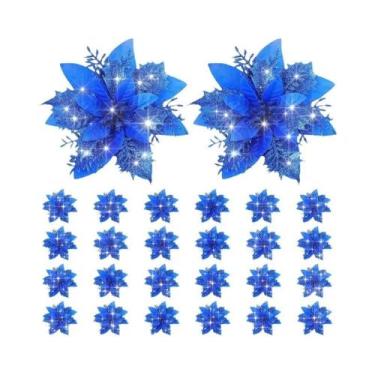 Imagem de Flores Artificiais Com Glitter De 13,5cm, Enfeites Para Árvore De Nata