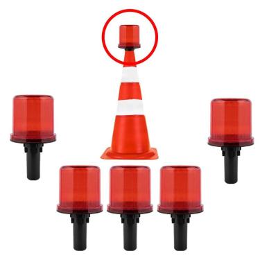 Imagem de Sinalizador Viario Solar Kit 5 Uni Estrada Rodovia Cone Emergencia Rua Alerta Obra