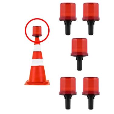 Imagem de Sinalizador Viario Solar Kit 5 Uni Rodovia Estrada Rua Cone Perigo Atencao Alerta Emergencia Obra