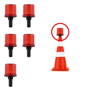 Imagem de Sinalizador Solar Viario Kit 5 Uni Rua Estrada  Emergencia Alerta Cone Rodovia Obra