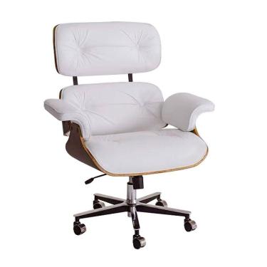 Imagem de Poltrona Anatômica Charles Eames Office Exec Couro Natural Branco
