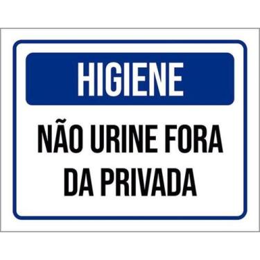 Imagem de Kit 10 Placas Higiene Não Urine Fora Da Privada Azul - Sinalizo
