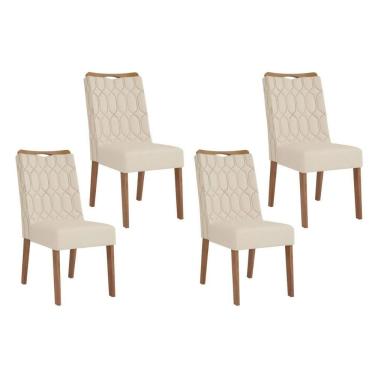 Imagem de Cadeira Sala De Jantar Bia Kit 4 Un Freijo-linho Neve - Dj Móveis