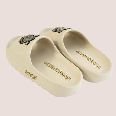 Imagem de Chinelo Nuvem Corinthians Slide Unissex Oficial Licenciado, Bege, 41/4