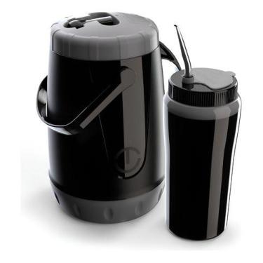 Imagem de Kit Tererê Pávia Copo Térmico Completo bomba garrafa Preto - UNITERMI