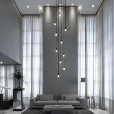 Imagem de Lustre para sala Pratic 10 lâmpadas Preto pé direito alto - Otago