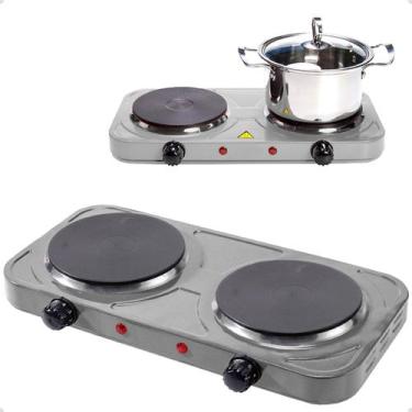 Imagem de Fogão Fogareiro 2 Bocas Cooktop Portátil Elétrico 2000w Compacto Para 