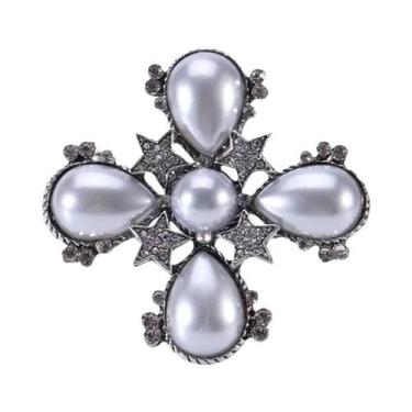 Imagem de Broches Vintage Barrocos Femininos Com Strass, Alfinetes Redondos Para