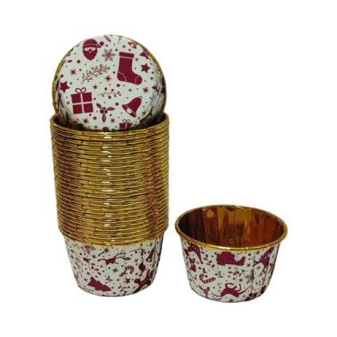 Imagem de Copo De Bolo Descartável Com Padrão De Natal 50 Peças Resistente Ao Ca