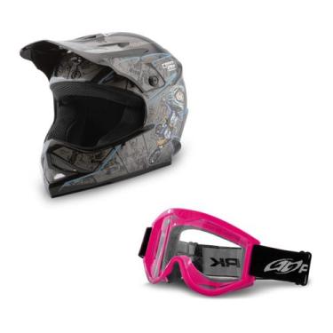 Imagem de Capacete Motocross Infantil Pro Tork Cartoon Racing + Óculos Pro Tork 