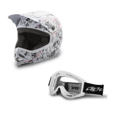 Imagem de Capacete Motocross Infantil Pro Tork Cartoon Racing + Óculos Pro Tork 