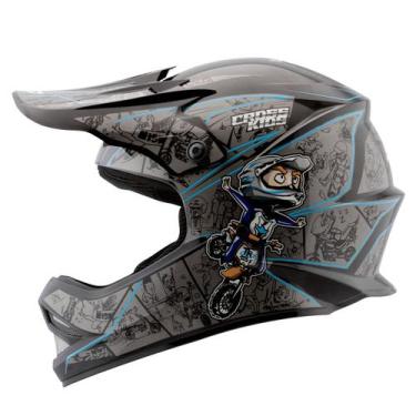 Imagem de Capacete Motocross Infantil Pro Tork Cartoon Racing Preto/Azul Tam. 54