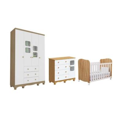 Imagem de Quarto completo Bebê Uli 100% MDF Guarda Roupa 4 portas - - Moveis Per