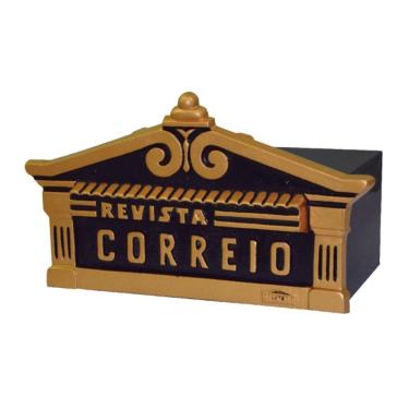 Imagem de Caixa de Correio para Cartas Ouro Fino Detras 20x40x15cm com Abertura Traseira Dourado Metalmig