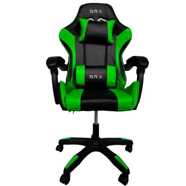 Imagem de Cadeira Gamer Impact Green Brx Br-X Tecido com Pistão a Gás Rotação 360o Reclinável Preto e Verde