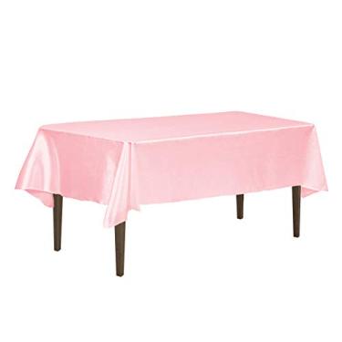 Imagem de LinenTablecloth Toalha de mesa retangular de cetim 152 x 250 cm rosa