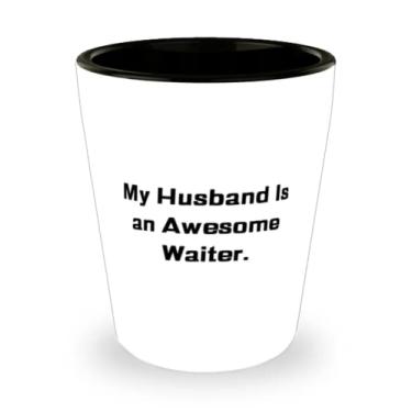 Imagem de Copo de dose perfeito para marido My Husband Is an Awesome Waiter, presentes para marido, presente da esposa, copo de cerâmica para marido