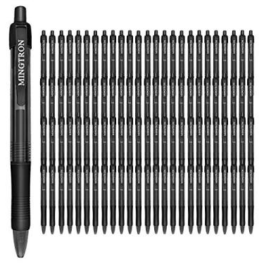 Imagem de Mingtron Pacote com 100 canetas de gel de ponta fina – tinta preta, sem manchas, compatível com a mão esquerda, clique e retrátil, escrita suave, 0,5 mm